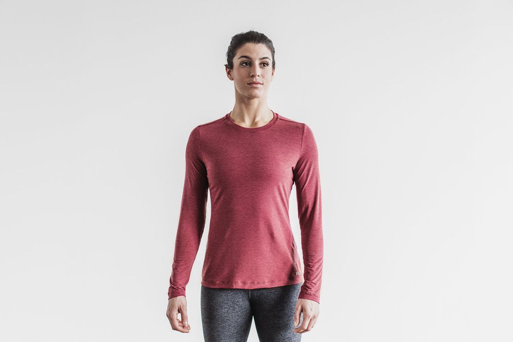 NOBULL Women's Long Sleeve Tee - Wine - Ireland (0137JZRTP)